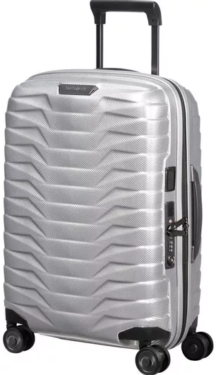 Samsonite Proxis Βαλίτσα Ταξιδίου Καμπίνας Σκληρή Silver με 4 Ρόδες Ύψους 55cm silver