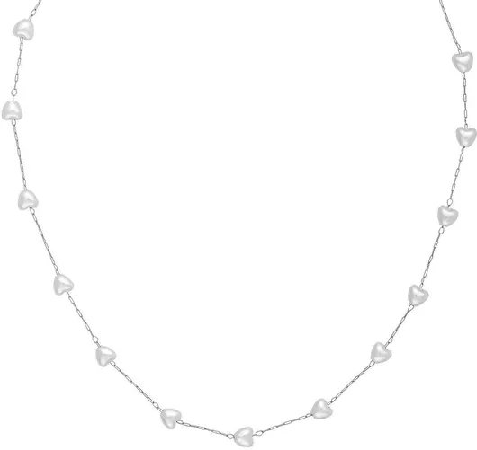 Γυναικείο Κολιέ Excite-Fashion με σχέδιο Καρδιά Jewellery με ΠέρλεςΑτσάλιΛευκό 