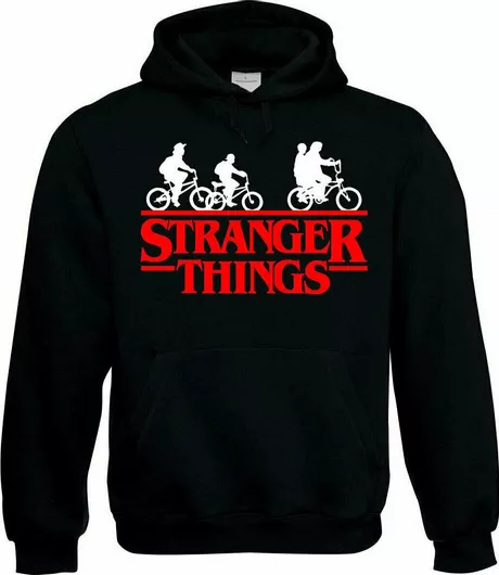 Stranger Things Μαύρο Φούτερ με Κουκούλα