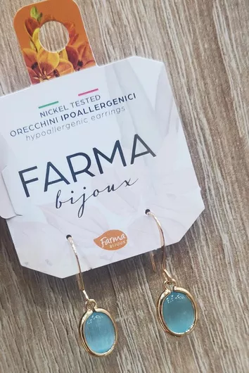 Σκουλαρίκι Farma Bijoux Κρεμαστά Επιχρυσωμένα με Πέτρες