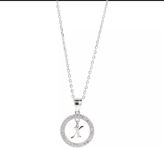 Κολιέ Q-Jewellery ΜονόγραμμαΑσήμι με Ζιργκόν