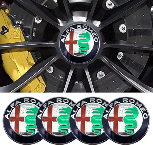 Race Axion Αυτοκόλλητα Σήματα με Επικάλυψη Σμάλτου Alfa Romeo 5.5cm για Ζάντες Αυτοκινήτου, Σετ 4 Τεμαχίων