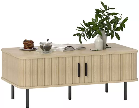 Τραπεζάκι Σαλονιού Ορθογώνιο Ξύλινο Μαύρο & Δρυς Μ100xΠ55xΥ40cm