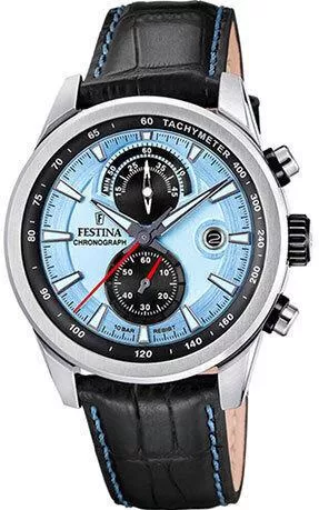 Ανδρικό Ρολόι Festina Ανδρικό 44mm Χρονογράφος Μπαταρίας με Μαύρο Δερμάτινο Λουράκι