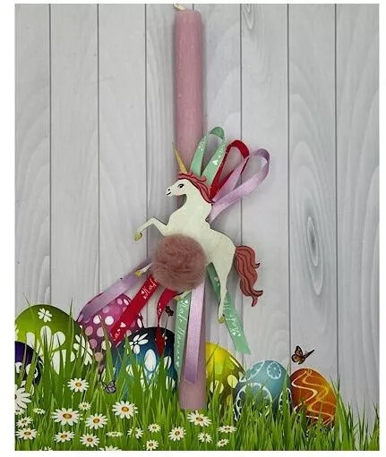 Πασχαλινή Λαμπάδα Μονόκερος Ροζ 30cm