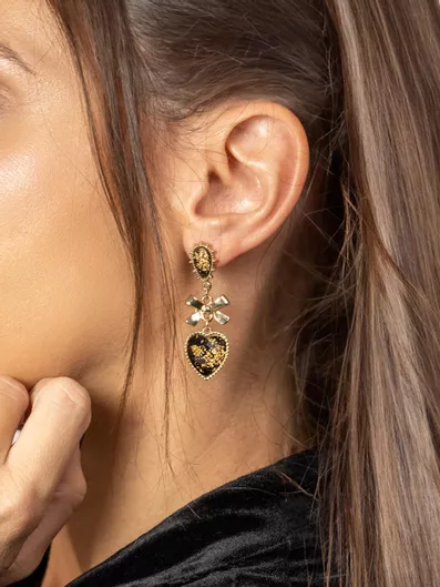 Chrysothemiss Γυναικεία Σκουλαρίκια Κρεμαστά Noir Heirloom Whisper