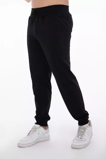 Ανδρικό Παντελόνι Φόρμας 1386 Βαμβακερό με Λάστιχο Μαύρο