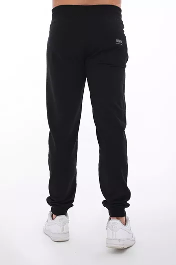 Ανδρικό Παντελόνι Φόρμας 1386 Βαμβακερό με Λάστιχο Μαύρο
