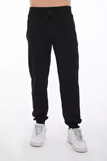 Ανδρικό Παντελόνι Φόρμας 1386 Βαμβακερό με Λάστιχο Μαύρο