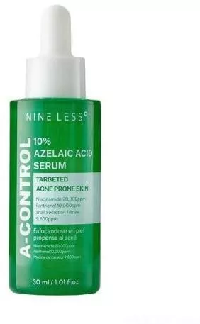 Nine Less A-Control 10% Azelaic Acid Serum Προσώπου με Έκκριμα Σαλιγκαριού & Centella Asiatica για Λάμψη 30ml