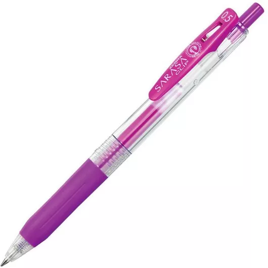 Zebra Sarasa Clip Στυλό Gel 0.5mm με Μωβ Μελάνι (Διάφορα Σχέδια)