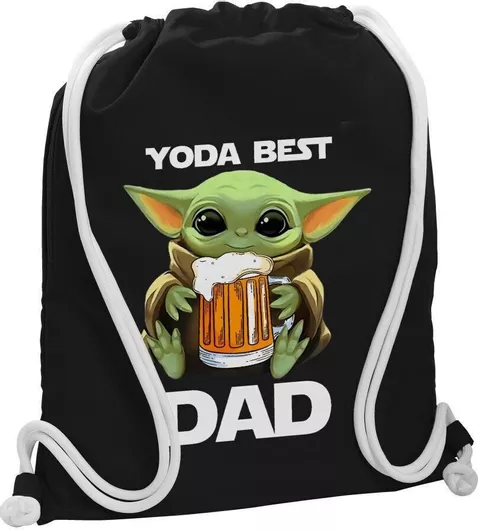 Παιδική Τσάντα Πουγκί Koupakoupa Yoda Best Dad 48x40cm Μαύρο