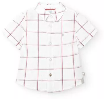 Boboli Παιδικό Κοντομάνικο Λινό Πουκάμισο Off White
