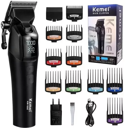 Kemei Επαγγελματική Επαναφορτιζόμενη Κουρευτική Μηχανή Μαύρη KM-1858