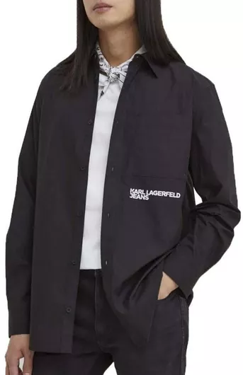 Karl Lagerfeld Μακρυμάνικο Γυναικείο Πουκάμισο Μαύρο