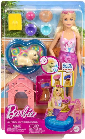 Barbie Pool Party Κουταβακια Κούκλα για 3+ Ετών - Κούκλες Mattel