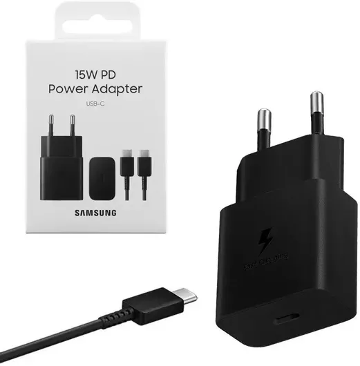 Samsung Φορτιστής με Θύρα USB-C & Καλώδιο USB-C - USB-C 15W Power Delivery Μαύρος EP-T1510X