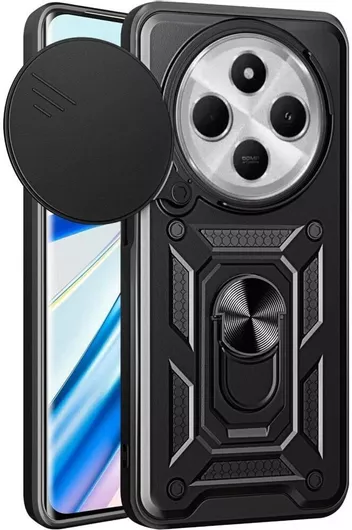 Hybrid Shockproof Ring Back Cover Συνθετική Ανθεκτική Μαύρο Redmi Note 14 Pro Pro Plus 5g Poco X7