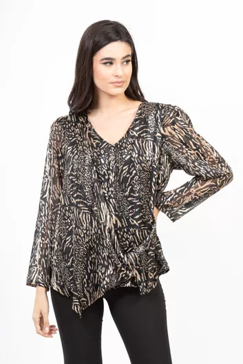 Αχνάρι Γυναικεία Μπλούζα 203 Μακρυμάνικη Τύπου V Πολύχρωμο