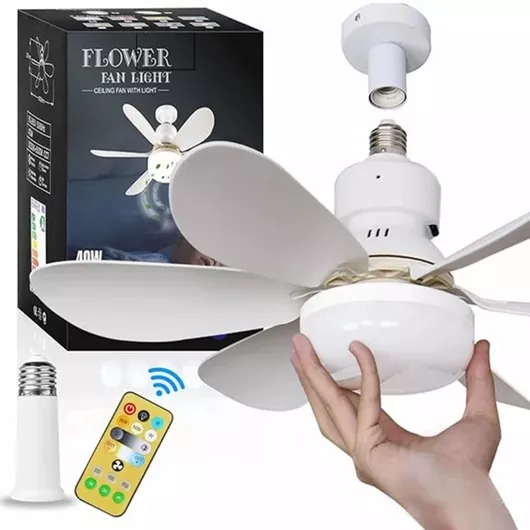 Rixme RZ-175 Ανεμιστήρας Οροφής με Φωτιστικό, Τηλεχειριστήριο & Δυνατότητα Ρύθμισης Φωτισμού Ε27 52cm 40W Λευκό