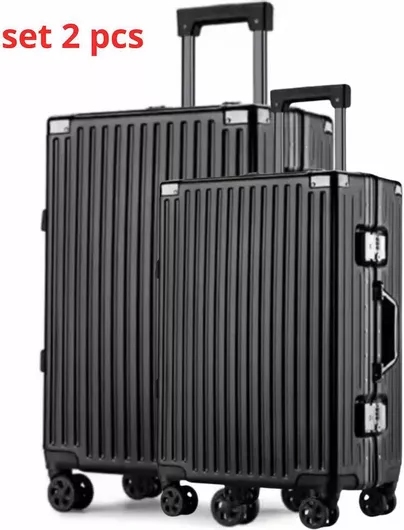 Σετ Βαλίτσες Σκληρές Μαύρο με 4 Ρόδες Σετ 2τμχ.