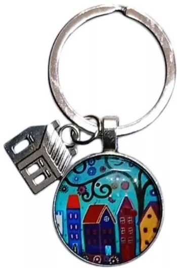 Μπρελόκ Art ''colorful Houses'' Υγρό Γυαλί