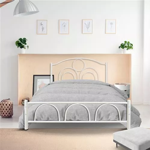 Κρεβάτι Διπλό Μεταλλικό για Στρώμα 140x200cm Λευκό