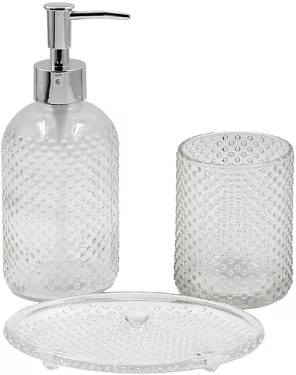 Αξεσουάρ Μπάνιου Keskor Σετ Γυάλινο Σετ 3τμχ.