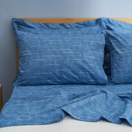 Σετ Μαξιλαροθήκες Charalambidis Textiles Κουκκίδες Oxford 50x70cm Μπλε