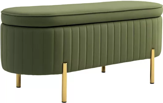 Σκαμπό Ταμπουρέ με Αποθηκευτικό Χώρο Επενδυμένο με Ύφασμα Πράσινο 108x44x43.5cm