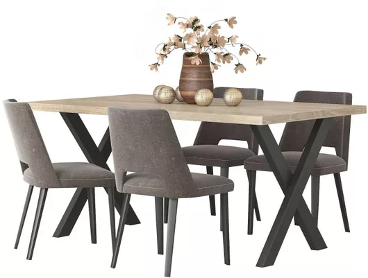 Τραπέζι Τραπεζαρίας Νο 6 Ξύλινο με Μεταλλικό Σκελετό 160x90x78cm Λαττε