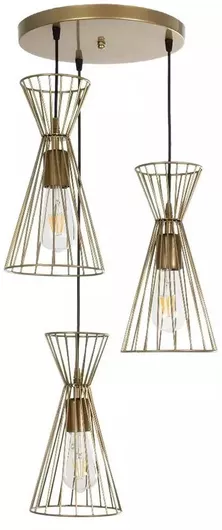 Κρεμαστό Φωτιστικό GloboStar Flixio Χρυσό Καμπάνα με Ντουί E27 40x40x70cm