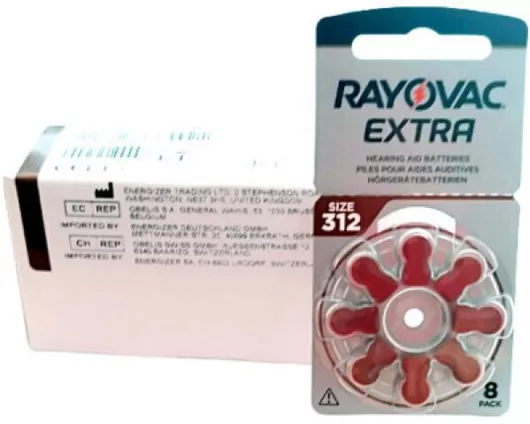 Μπαταρία Ακουστικού Βαρηκοΐας Rayovac Extra Advanced 312 1.45V Σετ 80τμχ