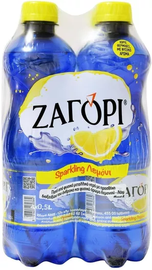 Ανθρακούχα Νερά Ζαγόρι με Γεύση Λεμόνι 4x0.5lt