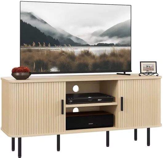 Έπιπλο Τηλεόρασης από Μέταλλο & Ξύλο Μ120xΠ40xΥ55cm Μαύρο & Δρυς