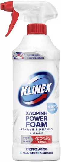Klinex Power Foam Αφρός Καθαρισμού Μπάνιου με Χλώριο 435ml