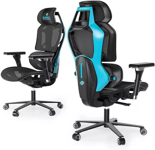 Καρέκλα Gaming Eureka Ergonomic ERK-GC05-BU Δερματίνης με Ρυθμιζόμενα Μπράτσα Μπλε