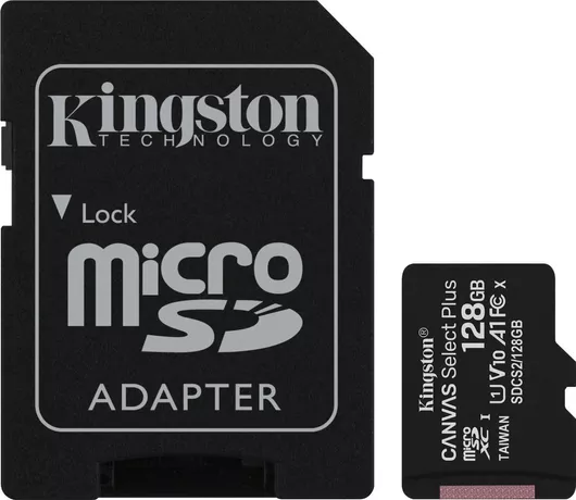 Κάρτα Μνήμης Kingston Canvas Select Plus microSDXC 128GB Class 10 U1 V10 A1 UHS-I με αντάπτορα