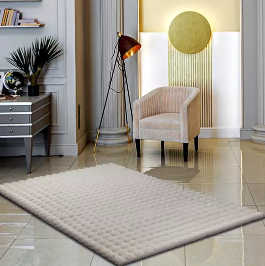 Γούνινο Χαλί 3D Bubbles Βιζόν Μονόχρωμο 200x280cm Εκρού