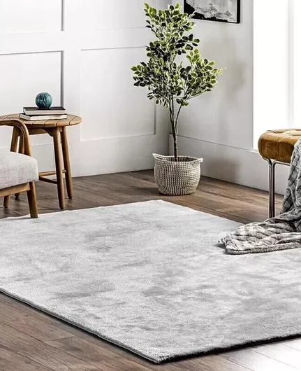 Γούνινο Χαλί Μονόχρωμο 150x220cm Γκρι