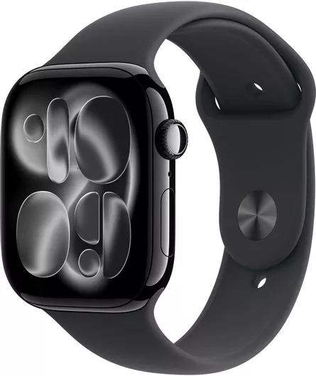 Apple Watch Series 11 GPS 46mm Jet Black Aluminium Case & Black Sport Band S/M