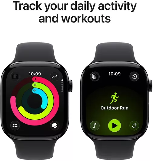 Apple Watch Series 11 GPS 42mm Jet Black Aluminium Case & Black Sport Band S/M