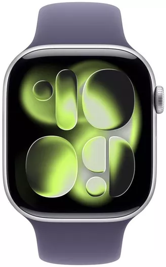 Apple Watch Series 11 GPS + Cellular 46mm Silver Aluminium Case & Purple Fog Sport Band S/M