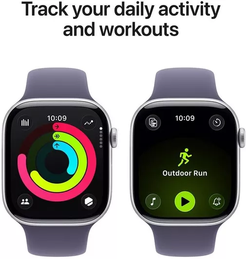 Apple Watch Series 11 GPS + Cellular 46mm Silver Aluminium Case & Purple Fog Sport Band S/M