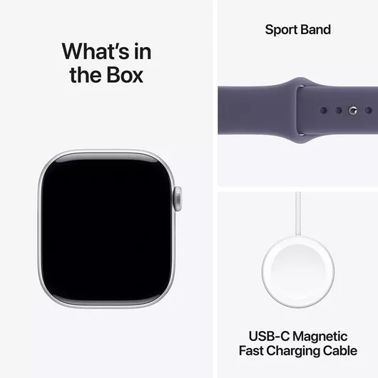 Apple Watch Series 11 GPS + Cellular 46mm Silver Aluminium Case & Purple Fog Sport Band S/M