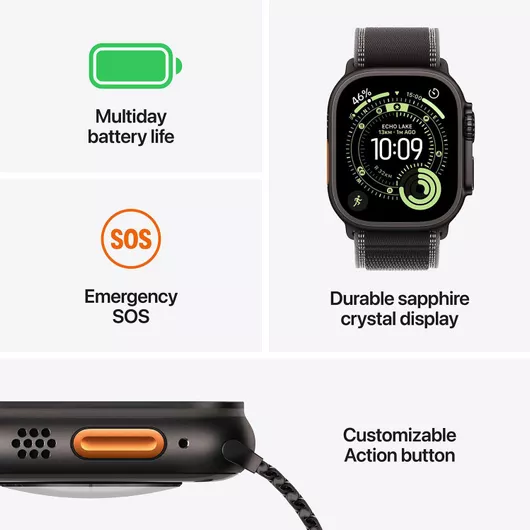 Apple Watch Ultra 3 GPS + Cellular 49mm Black Titanium Case & Black Ocean Band