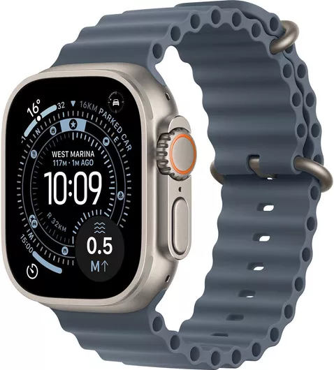 Apple Watch Ultra 3 GPS + Cellular 49mm Natural Titanium Case & Anchor Blue Ocean Band