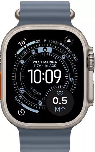 Apple Watch Ultra 3 GPS + Cellular 49mm Natural Titanium Case & Anchor Blue Ocean Band