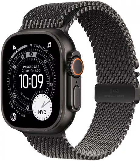 Apple Watch Ultra 3 GPS + Cellular 49mm Black Titanium Case & Black Titanium Milanese Loop Medium