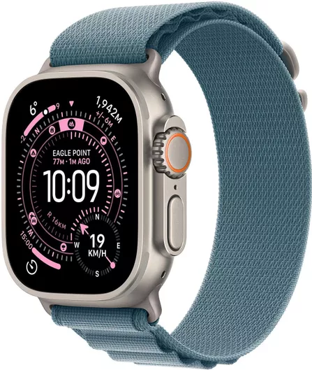 Apple Watch Ultra 3 GPS + Cellular 49mm Natural Titanium Case & Light Blue Alpine Loop Medium